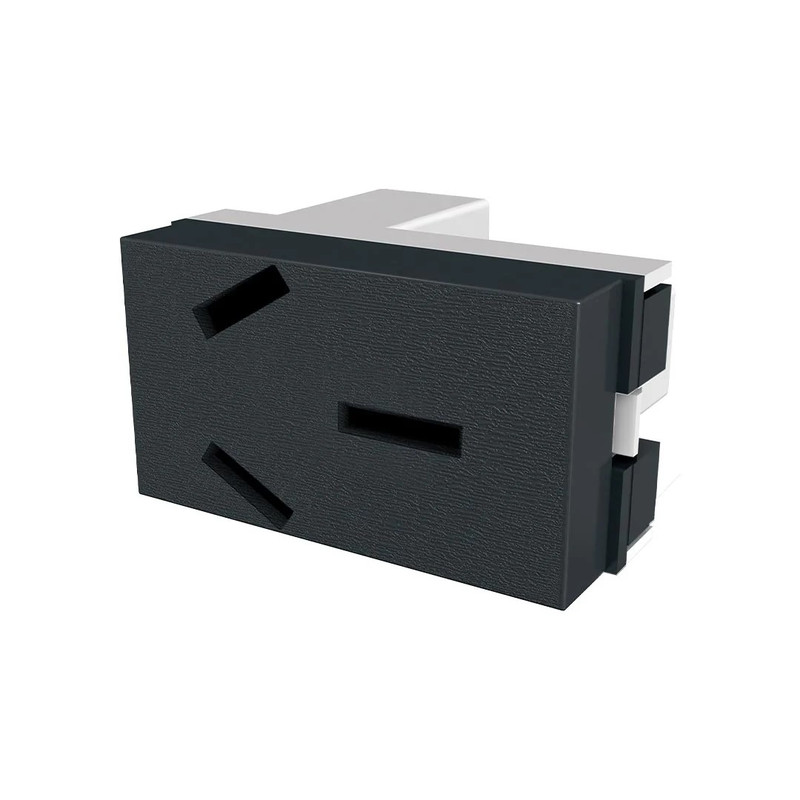 TOMACORRIENTE BIPOLAR + TIERRA 250VCA - 20A NEGRO