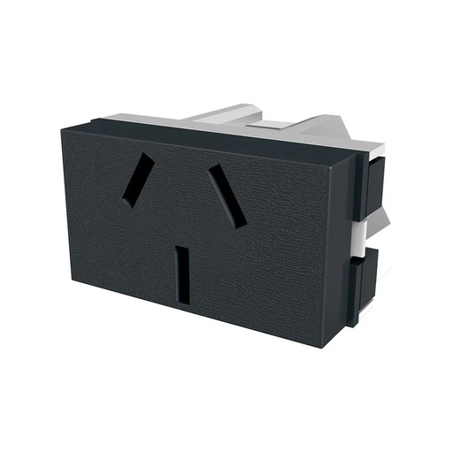 [80018] TOMACORRIENTE BIPOLAR + TIERRA 250VCA - 10A “CONEXIÓN POSTERIOR” NEGRO