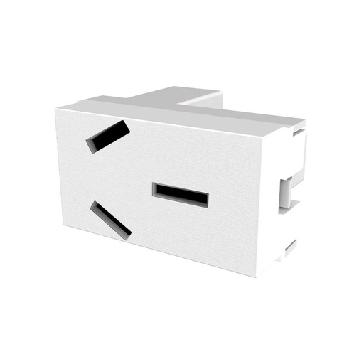 [60059] TOMACORRIENTE BIPOLAR + TIERRA 250VCA - 20A BLANCO