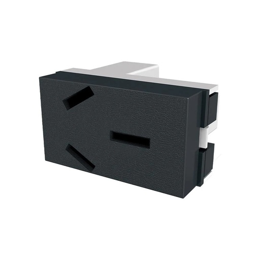 [80059] TOMACORRIENTE BIPOLAR + TIERRA 250VCA - 20A NEGRO